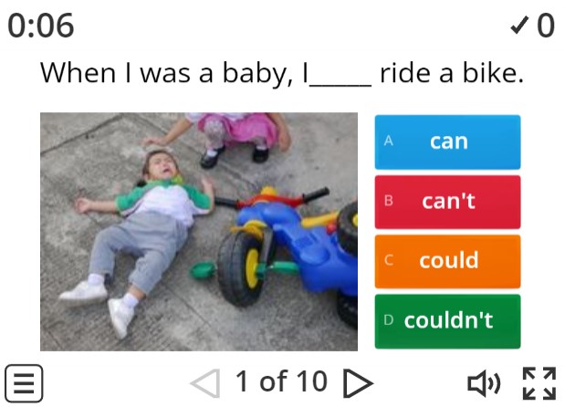 Image of 
<span>A2: Can, can't, could, couldn't</span>
